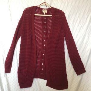 a red thin cardigan